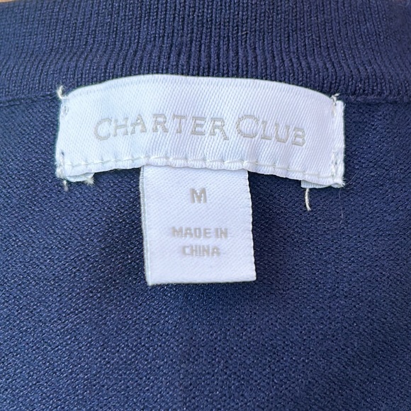 Patriotic Charter Club Red White & Blue Striped Cardigan Sweater Size Medium - Picture 5 of 6